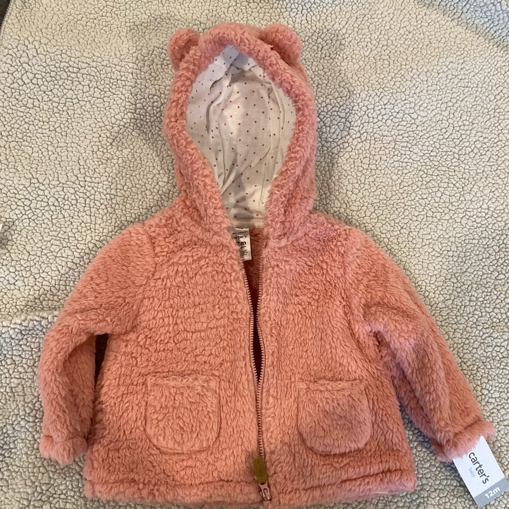 Carter’s Baby Girl 12m Pink Sherpa Fleece Jacket